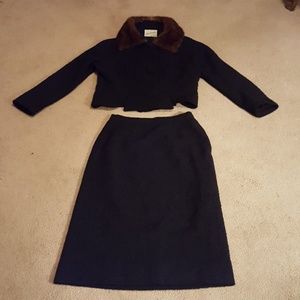 Vintage designer ladies suit with real mink collar